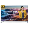 A 55-inch Cellecor CE-55U PRO 4K UHD QLED Smart TV, featuring a sleek, bezel-less display and supported by its two detached table-top stands.