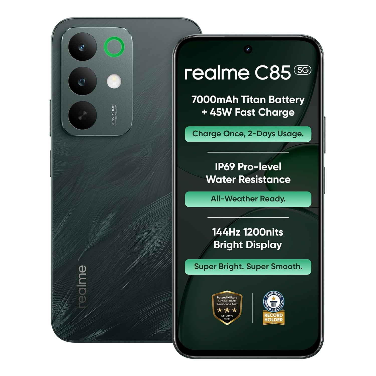 Realme C85 5G Parrot Purple - 7000mah Battery 144hz Display