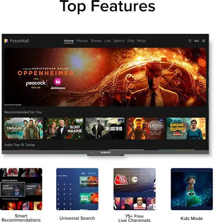 A 32-inch Mi 5A HD Ready LED Smart Android TV, featuring Dolby Audio support, a modern slim-bezel display, and supported by its two detached table-top stands.