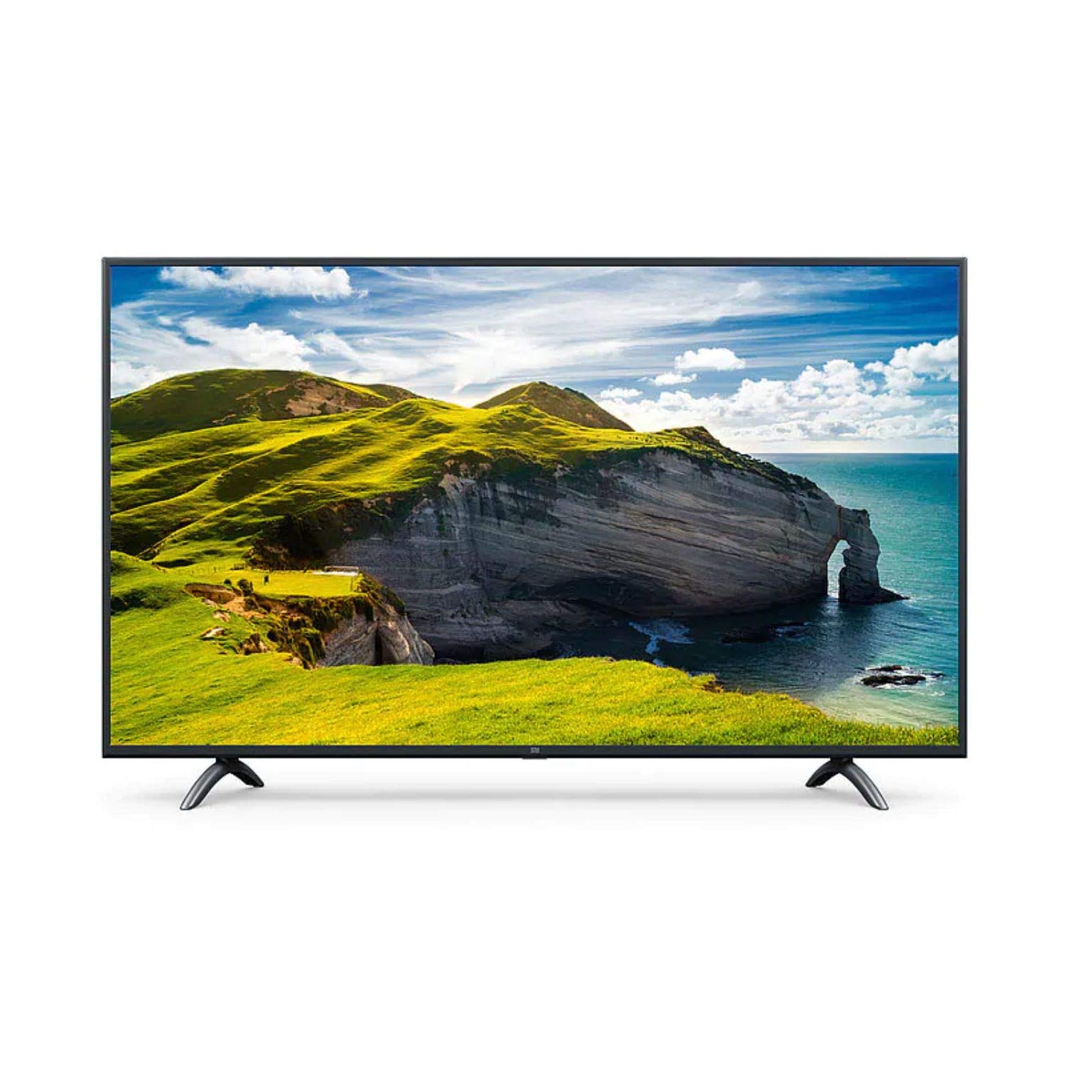 A 55-inch Mi 4X Pro 4K Ultra HD Smart Android LED TV, featuring a wide display with a slim bezel and resting on its two detached table-top stand feet.