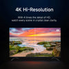 A black, 43-inch Xiaomi X Pro QLED Series 2025 Edition 4K Smart Google TV, featuring a premium metal, bezel-less design and standing on its two sleek, separated pedestal feet.
