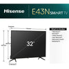 A 32-inch Hisense HD Ready Smart Google LED TV, featuring a Super Bright Panel, Dolby Audio-enhanced 30W sound, HDR 10 support, and resting on its two detached table-top stands.
