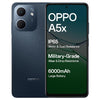 OPPO A5x 4G smartphone available in Midnight Blue, featuring a 120Hz Display, 6000mAh battery, 45W SUPERVOOC Fast Charging, and a 32MP AI Camera. Best budget 4G phone for durability.