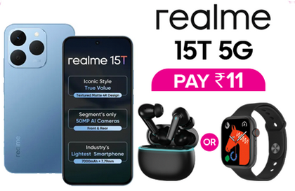 Realme 15T 5G Smartphone - Buy Now & Get Free TWS Buds or Smartwatch