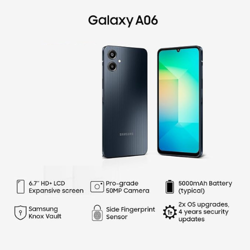 Samsung Galaxy A06 BLACK 本体 128GB Telefon mobil Samsung Galaxy A06, 128GB, 4GB RAM, 4G, Black