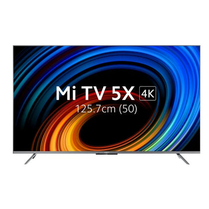 The 50-inch models of the XIAOMI by Mi 5X Ultra HD (4K) LED Smart Android TV, both featuring 4K Dolby Vision support, a premium metal bezel-less design, and standing on their dual-legged pedestal stands.