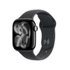 The Apple Watch Series 11 (46mm, Jet Black Aluminum Case) with a Black Sport Band, featuring GPS + Cellular connectivity, an Always-On Retina Display, and powered by the S10 Chip for advanced health and fitness tracking.