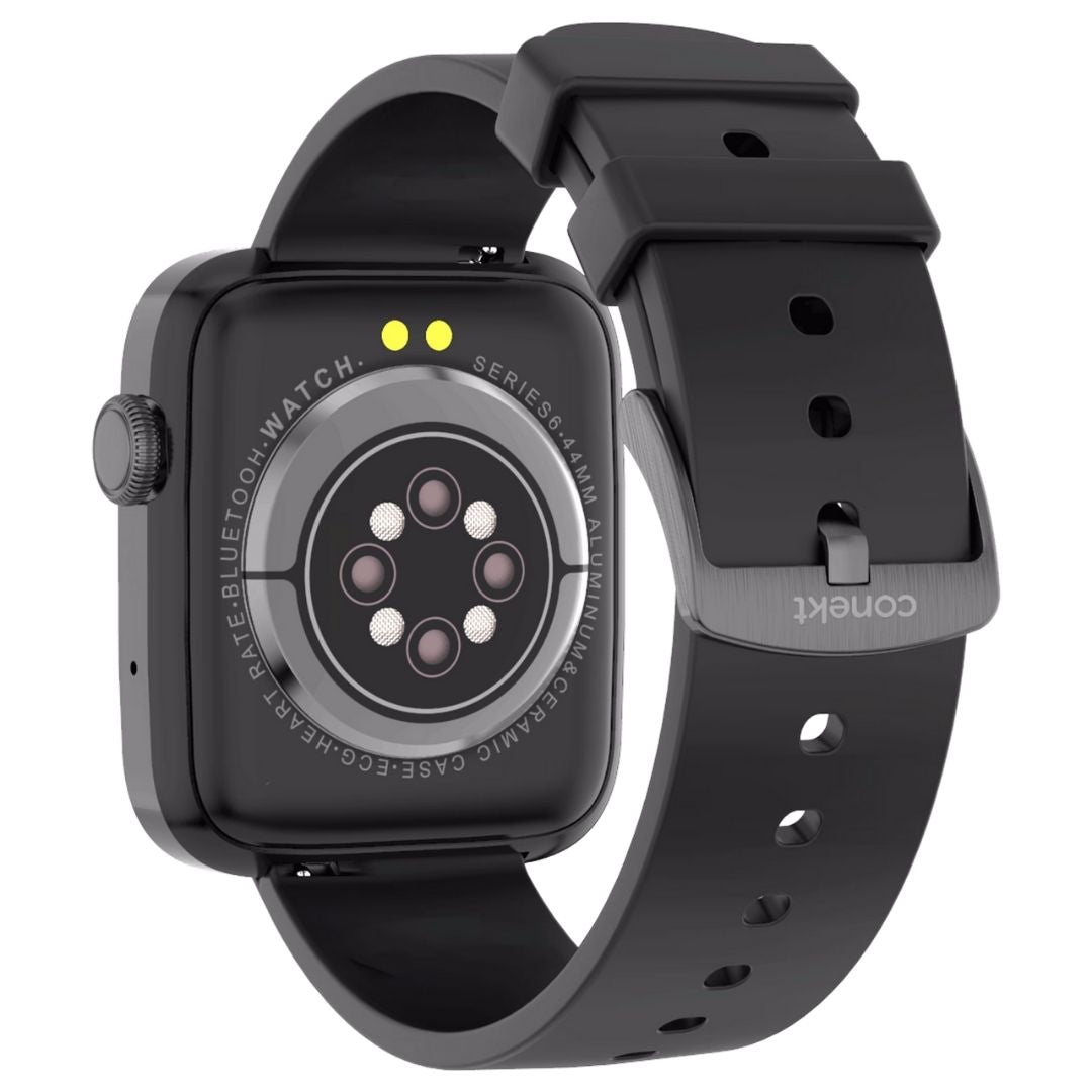 Conekt SW1 Pro Smart Watch (43.6mm) (Bluetooth Calling, CNSW002, Black, Silicone Band)