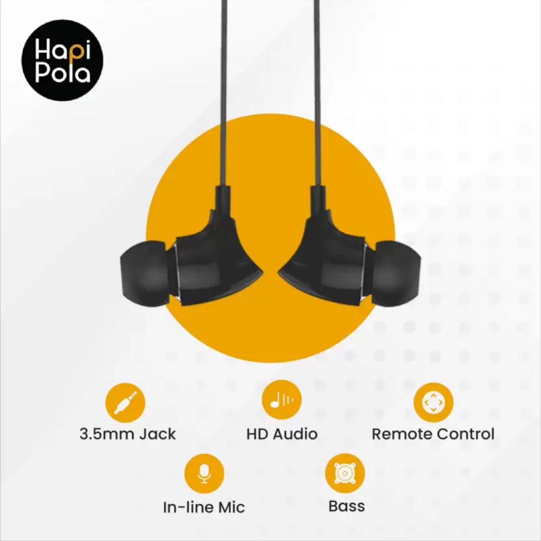 Hapi Pola Blaze Wired Headset  (Black, In the Ear)